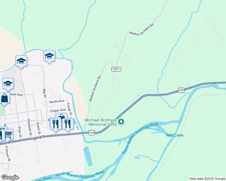 map of restaurants, bars, coffee shops, grocery stores, and more near 137 Hedrick Drive in Petersburg