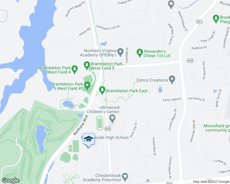 map of restaurants, bars, coffee shops, grocery stores, and more near 22376 Belmont Ridge Road in Ashburn
