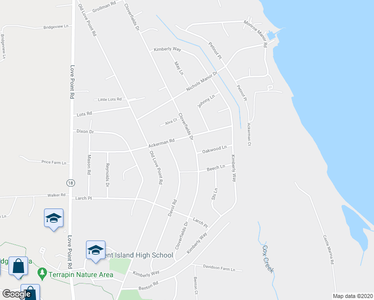 map of restaurants, bars, coffee shops, grocery stores, and more near 735 Cloverfields Drive in Stevensville