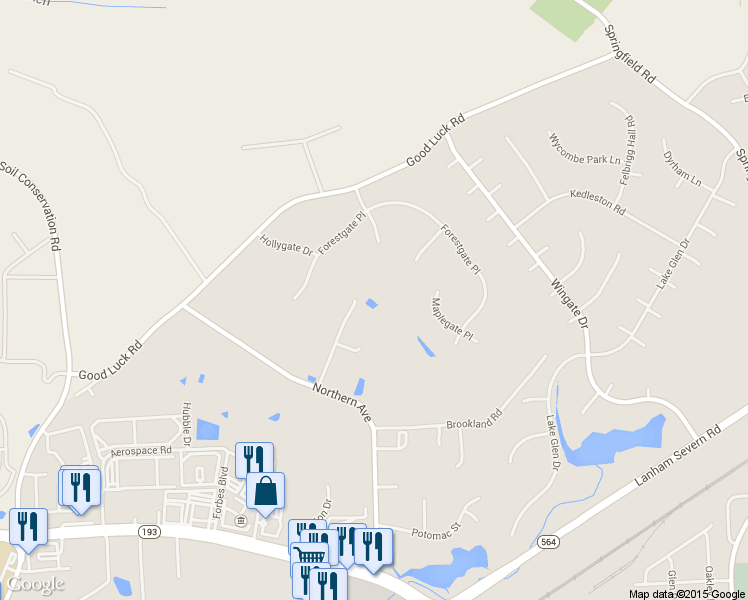 map of restaurants, bars, coffee shops, grocery stores, and more near 7811 Mystic River Terrace in Glenn Dale