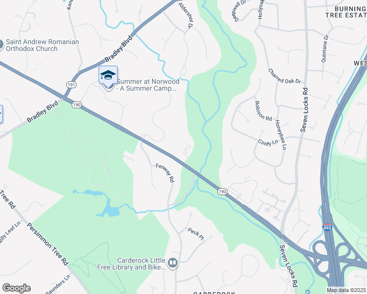 map of restaurants, bars, coffee shops, grocery stores, and more near 8301 River Road in Bethesda
