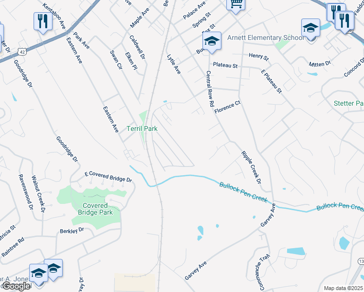 map of restaurants, bars, coffee shops, grocery stores, and more near 128 Dove Street in Elsmere