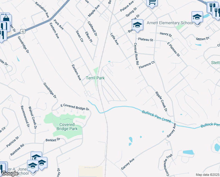 map of restaurants, bars, coffee shops, grocery stores, and more near 54 Eagle Drive in Elsmere