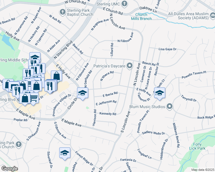 map of restaurants, bars, coffee shops, grocery stores, and more near 1307 East Holly Avenue in Sterling