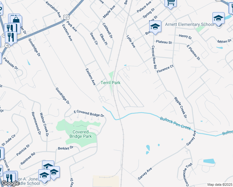 map of restaurants, bars, coffee shops, grocery stores, and more near 54 Eagle Drive in Elsmere