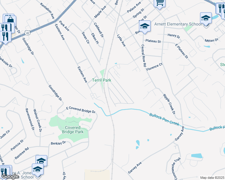 map of restaurants, bars, coffee shops, grocery stores, and more near 54 Eagle Drive in Elsmere