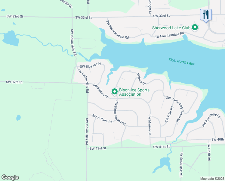 map of restaurants, bars, coffee shops, grocery stores, and more near 3733 Southwest Kings Forest Road in Topeka