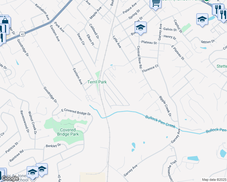 map of restaurants, bars, coffee shops, grocery stores, and more near 128 Dove Street in Elsmere