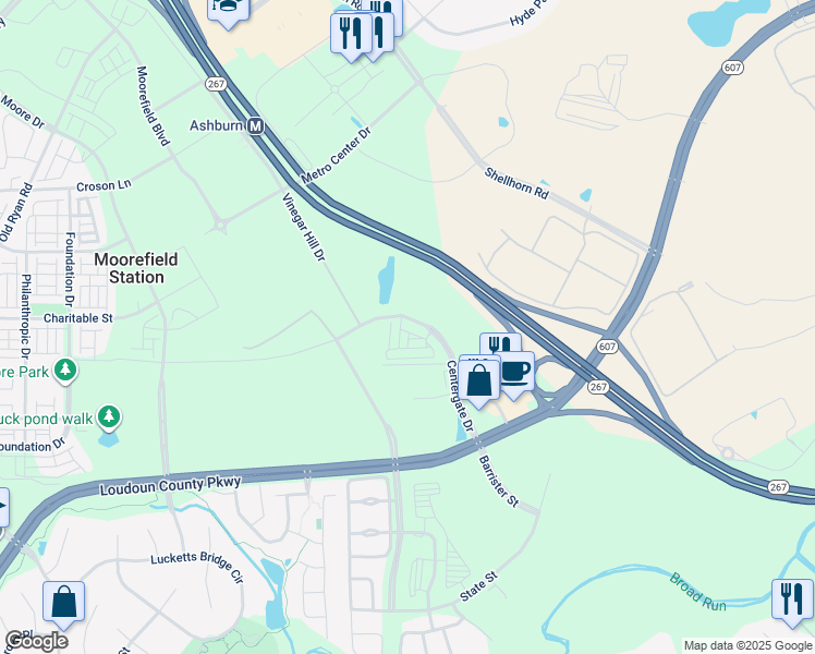 map of restaurants, bars, coffee shops, grocery stores, and more near 43837 Centergate Drive in Ashburn