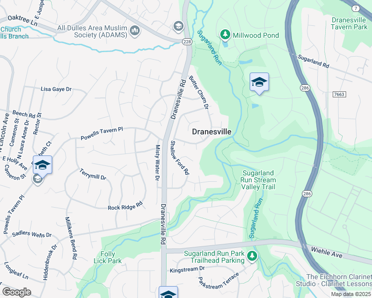 map of restaurants, bars, coffee shops, grocery stores, and more near 1403 7 Pines Court in Herndon