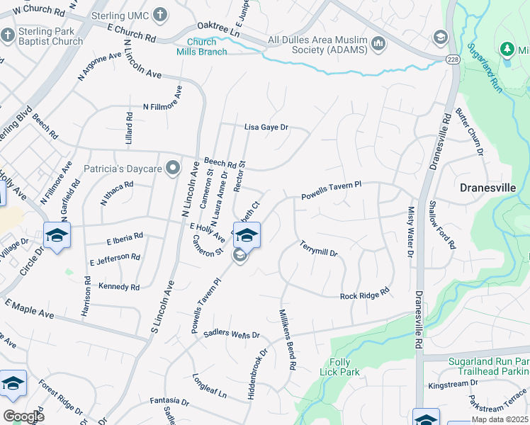 map of restaurants, bars, coffee shops, grocery stores, and more near 1478 Powells Tavern Place in Herndon