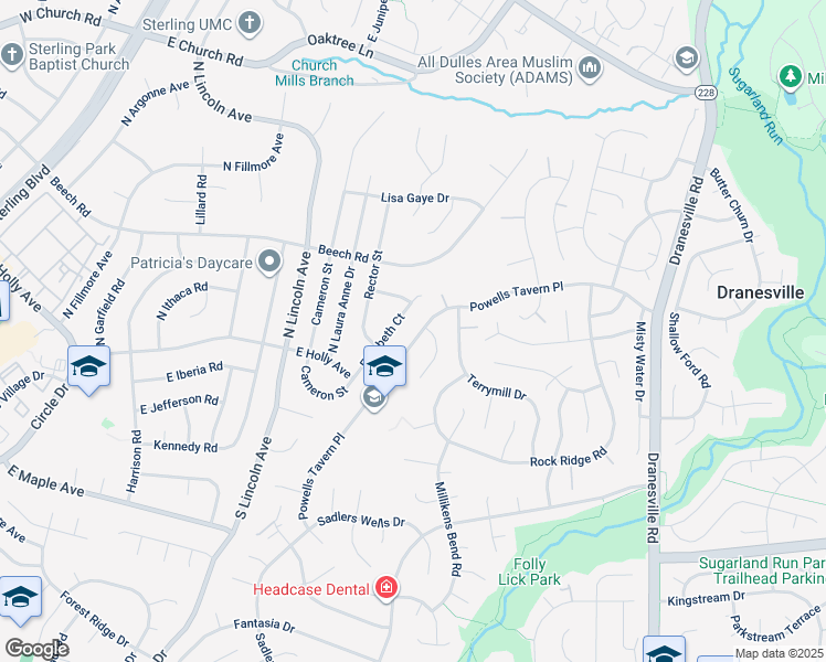 map of restaurants, bars, coffee shops, grocery stores, and more near 1478 Powells Tavern Place in Herndon