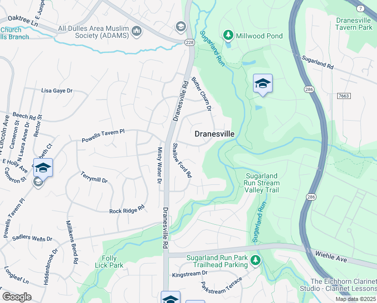map of restaurants, bars, coffee shops, grocery stores, and more near 1403 7 Pines Court in Herndon