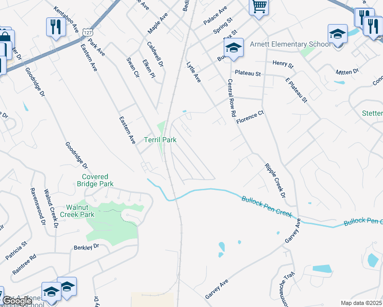 map of restaurants, bars, coffee shops, grocery stores, and more near 128 Dove Street in Elsmere