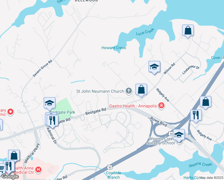 map of restaurants, bars, coffee shops, grocery stores, and more near 333 Dubois Road in Annapolis