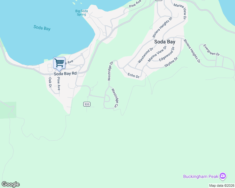 map of restaurants, bars, coffee shops, grocery stores, and more near 3490 Westridge Circle in Kelseyville