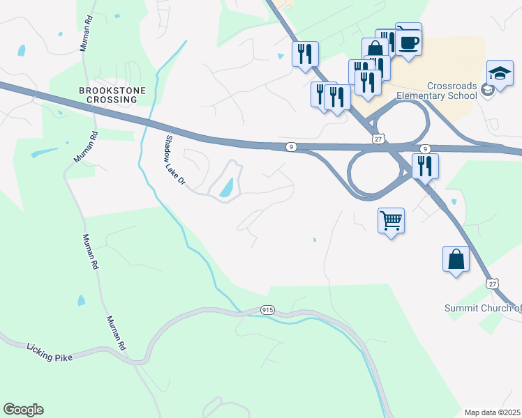 map of restaurants, bars, coffee shops, grocery stores, and more near 311 Shadow Ridge Drive in Highland Heights