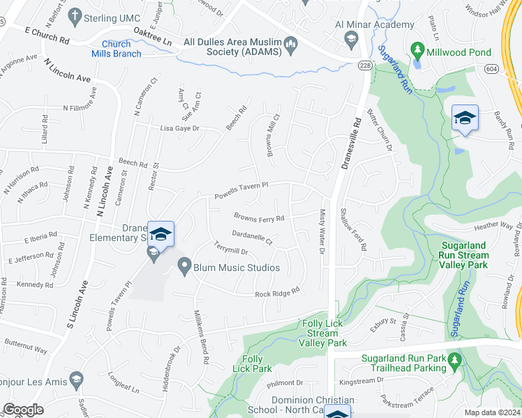 map of restaurants, bars, coffee shops, grocery stores, and more near 1325 Mason Mill Court in Herndon