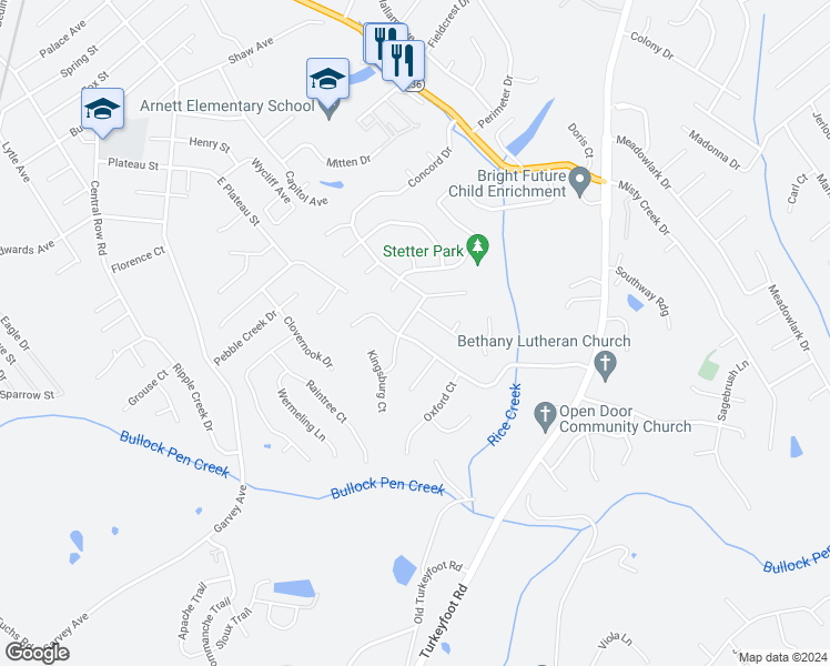 map of restaurants, bars, coffee shops, grocery stores, and more near 3302 Woodlyn Hills Drive in Erlanger