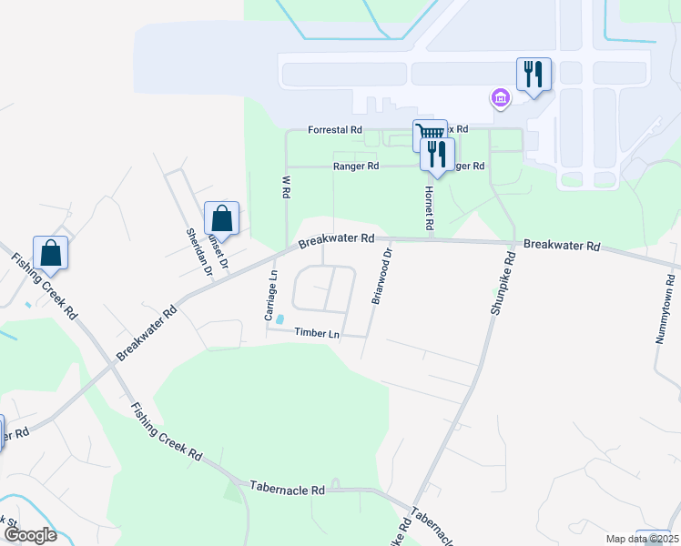 map of restaurants, bars, coffee shops, grocery stores, and more near 32 Trotter Way in Cape May