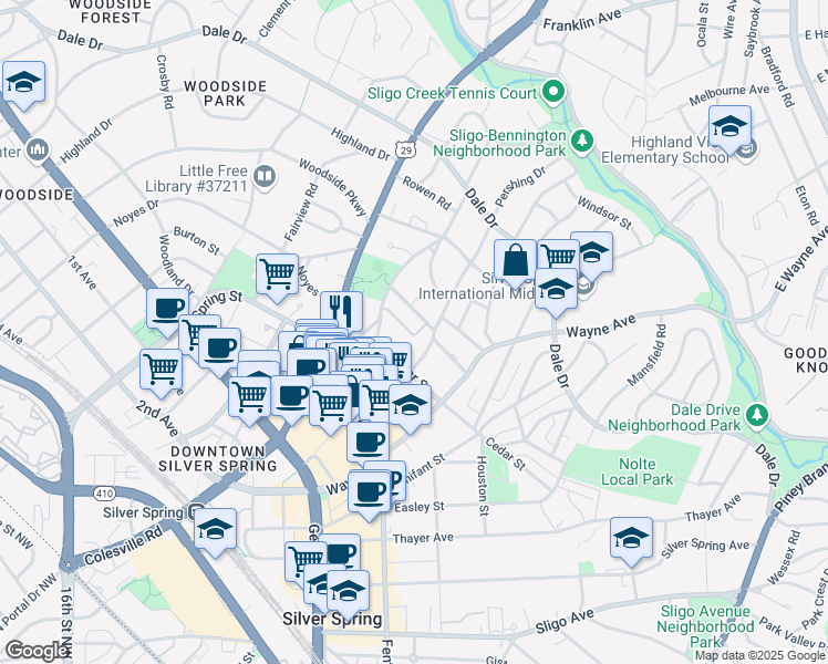 map of restaurants, bars, coffee shops, grocery stores, and more near 101 Independence Avenue Southeast in Washington