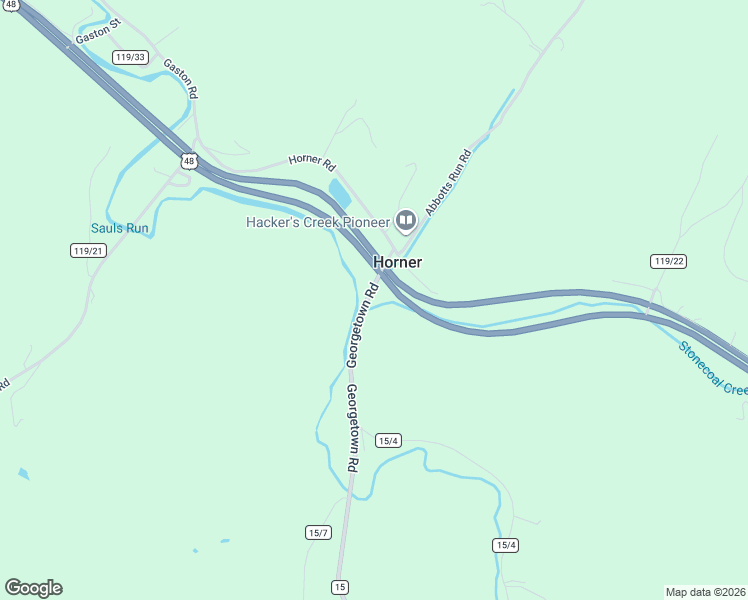 map of restaurants, bars, coffee shops, grocery stores, and more near 63 Georgetown Road in Horner