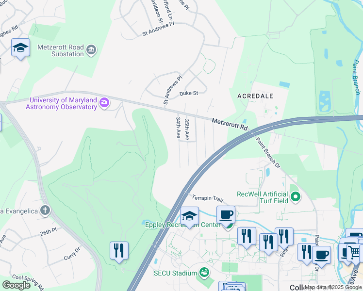 map of restaurants, bars, coffee shops, grocery stores, and more near 101 Independence Avenue Southeast in Washington