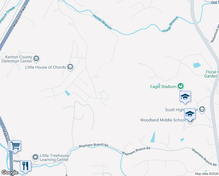 map of restaurants, bars, coffee shops, grocery stores, and more near 2584 Holdsbranch Road in Covington