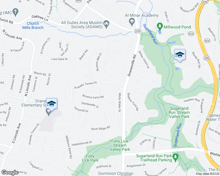 map of restaurants, bars, coffee shops, grocery stores, and more near 1558 Brownsville Drive in Herndon