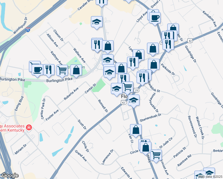 map of restaurants, bars, coffee shops, grocery stores, and more near in Florence