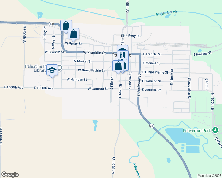 map of restaurants, bars, coffee shops, grocery stores, and more near 403 South Pike Street in Palestine
