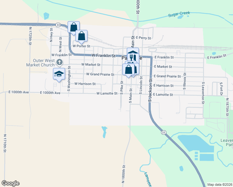 map of restaurants, bars, coffee shops, grocery stores, and more near 250 West Lamotte Street in Palestine