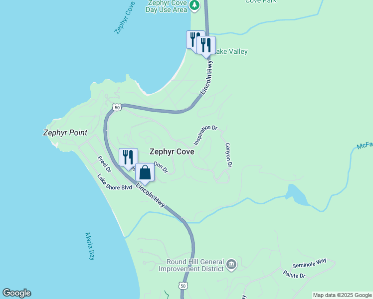 map of restaurants, bars, coffee shops, grocery stores, and more near 274 South Martin Drive in Zephyr Cove