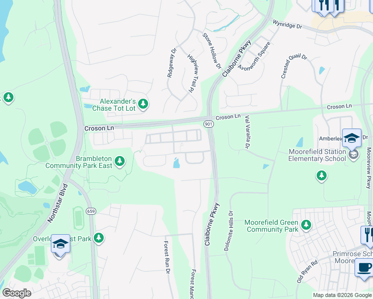 map of restaurants, bars, coffee shops, grocery stores, and more near 42806 Ravenglass Drive in Ashburn