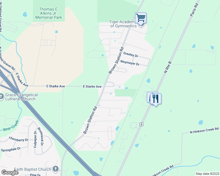map of restaurants, bars, coffee shops, grocery stores, and more near 3400 Bonny Linn Drive in Columbia