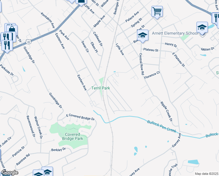 map of restaurants, bars, coffee shops, grocery stores, and more near 148 Dove Street in Elsmere