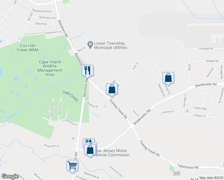 map of restaurants, bars, coffee shops, grocery stores, and more near 235 Lennox Avenue in Cape May