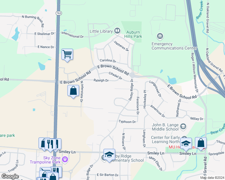 map of restaurants, bars, coffee shops, grocery stores, and more near 1600-1602 Bold Ruler Drive in Columbia