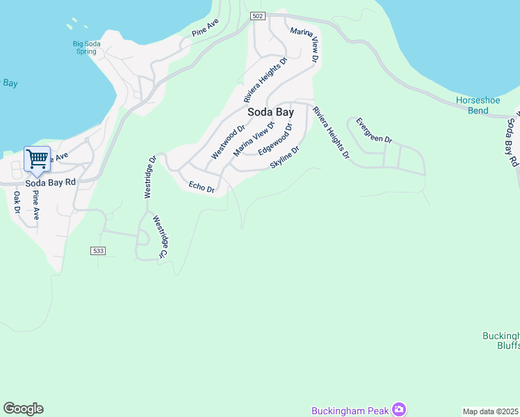 map of restaurants, bars, coffee shops, grocery stores, and more near 7205 Grande Vista Drive in Kelseyville