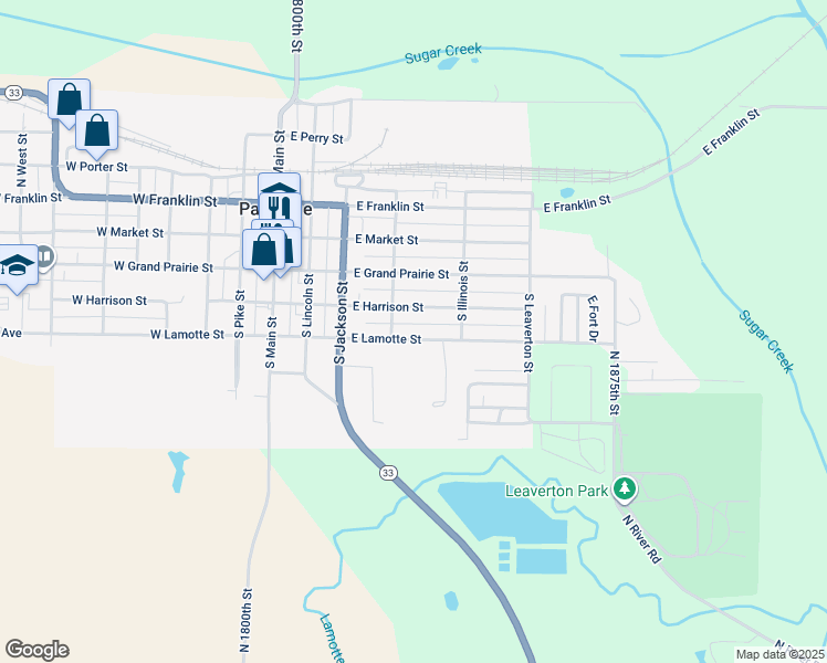 map of restaurants, bars, coffee shops, grocery stores, and more near 406 East Lamotte Street in Palestine