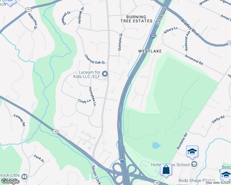 map of restaurants, bars, coffee shops, grocery stores, and more near 8815 Earl Court in Bethesda
