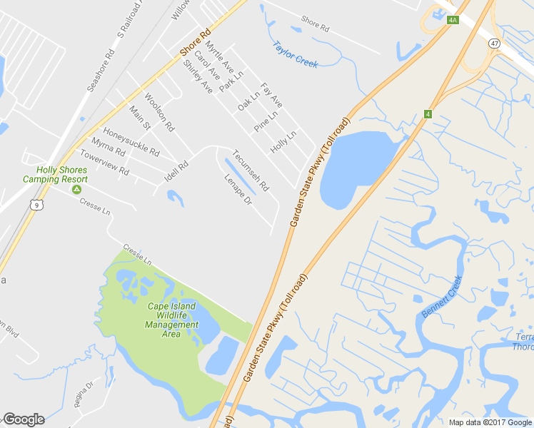 map of restaurants, bars, coffee shops, grocery stores, and more near 981 Lenape Drive in Cape May