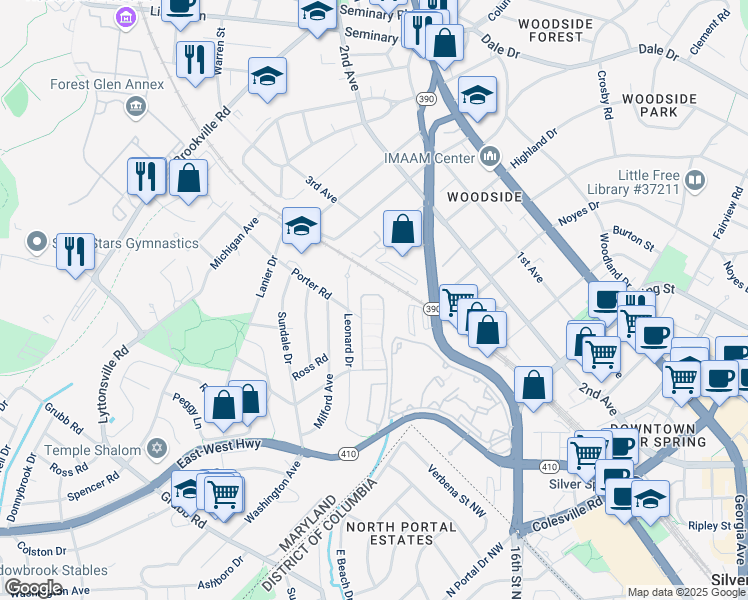 map of restaurants, bars, coffee shops, grocery stores, and more near 101 Independence Avenue Southeast in Washington