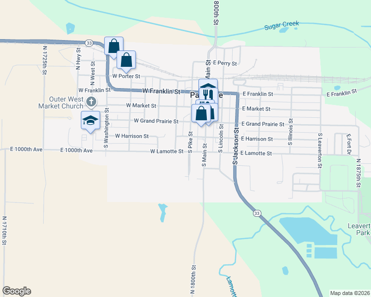map of restaurants, bars, coffee shops, grocery stores, and more near 250-298 West Lamotte Street in Palestine