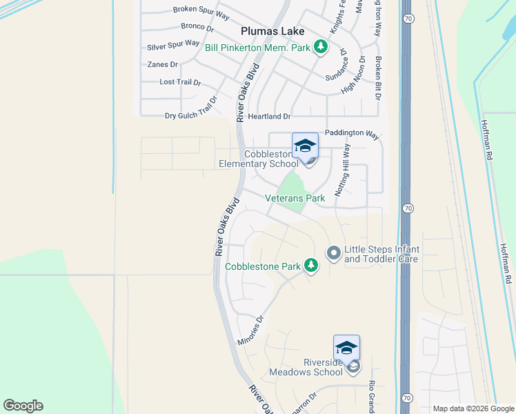 map of restaurants, bars, coffee shops, grocery stores, and more near 1555 Minories Drive in Plumas Lake