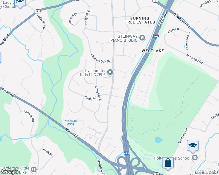 map of restaurants, bars, coffee shops, grocery stores, and more near 8908 Seven Locks Road in Bethesda