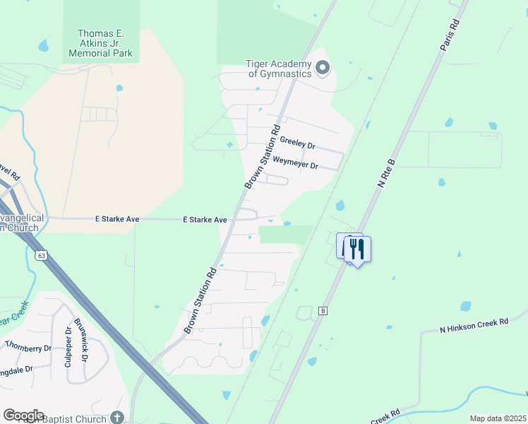 map of restaurants, bars, coffee shops, grocery stores, and more near 3425 James Dale Road in Columbia