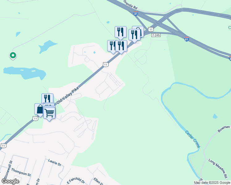 map of restaurants, bars, coffee shops, grocery stores, and more near 826 Island Farm Road in Strasburg
