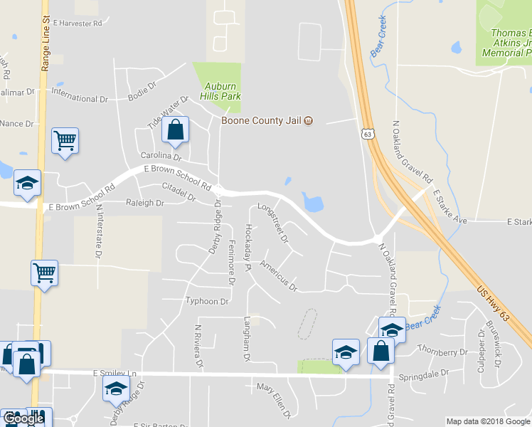 map of restaurants, bars, coffee shops, grocery stores, and more near 1808 Longstreet Drive in Columbia