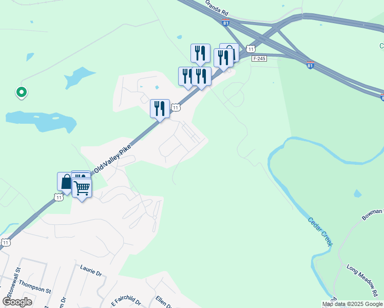 map of restaurants, bars, coffee shops, grocery stores, and more near 826 Island Farm Road in Strasburg